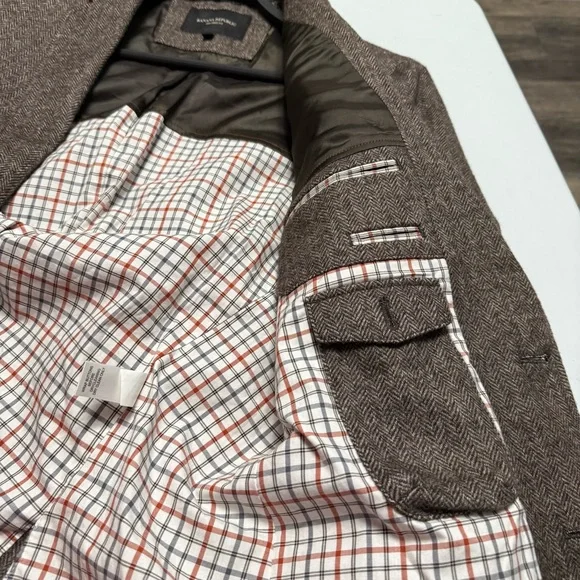 Banana Republic Herringbone wool brown blazer jacket 42 R tailored fit - Picture 5 of 13